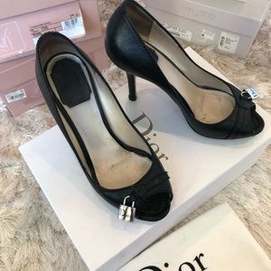Dior padlock peep toe size 6 black